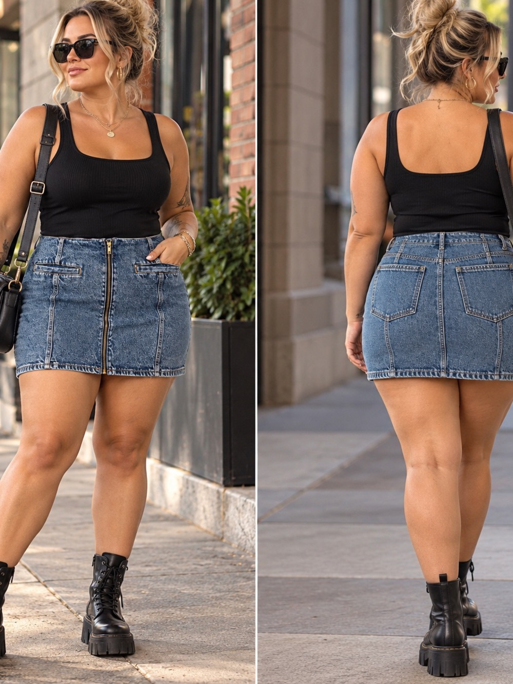 Old Navy Size 14 Mid Rise Denim Mini Skirt Exposed Zip Y2K Style